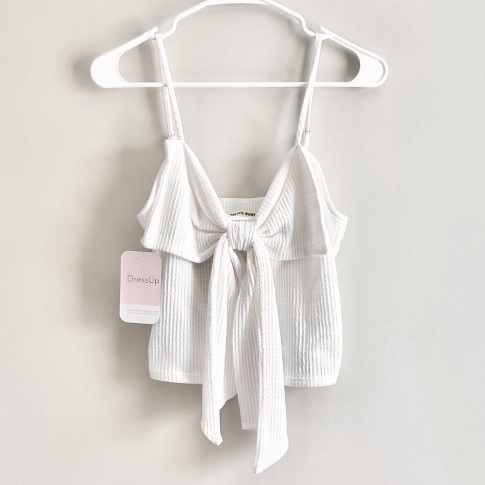 NWT Charlotte Avery Ribbed Bow Tank